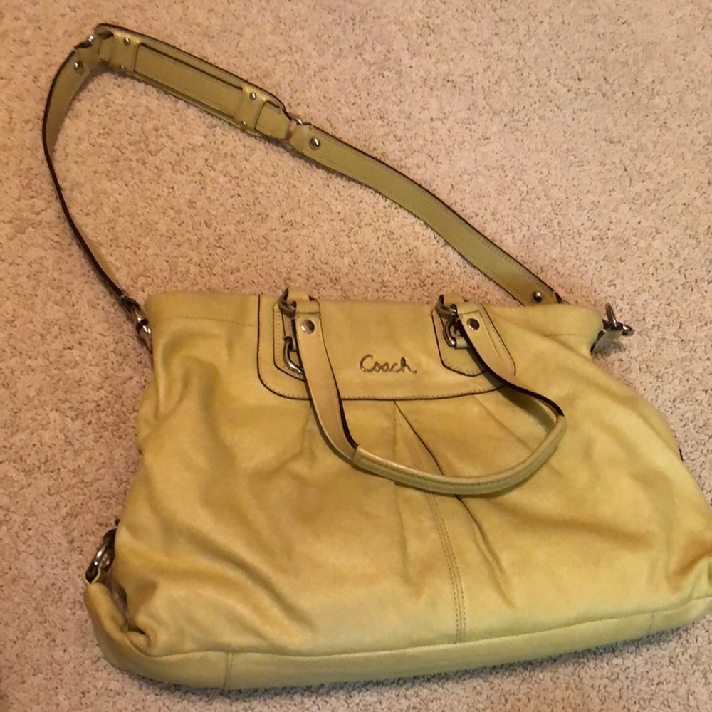 Vintage green coach tote